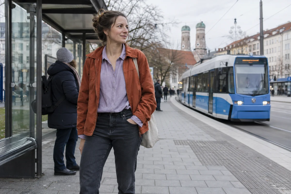 Frau in einem persönlichen Alltagslook auf einer Stadtstraße