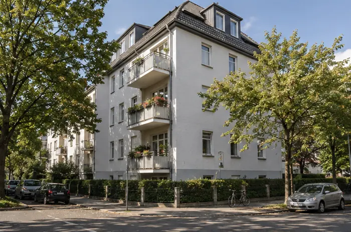 Mehrfamilienhaus in einem deutschen Wohnviertel