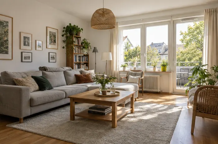 Helles, bewohntes Wohnzimmer